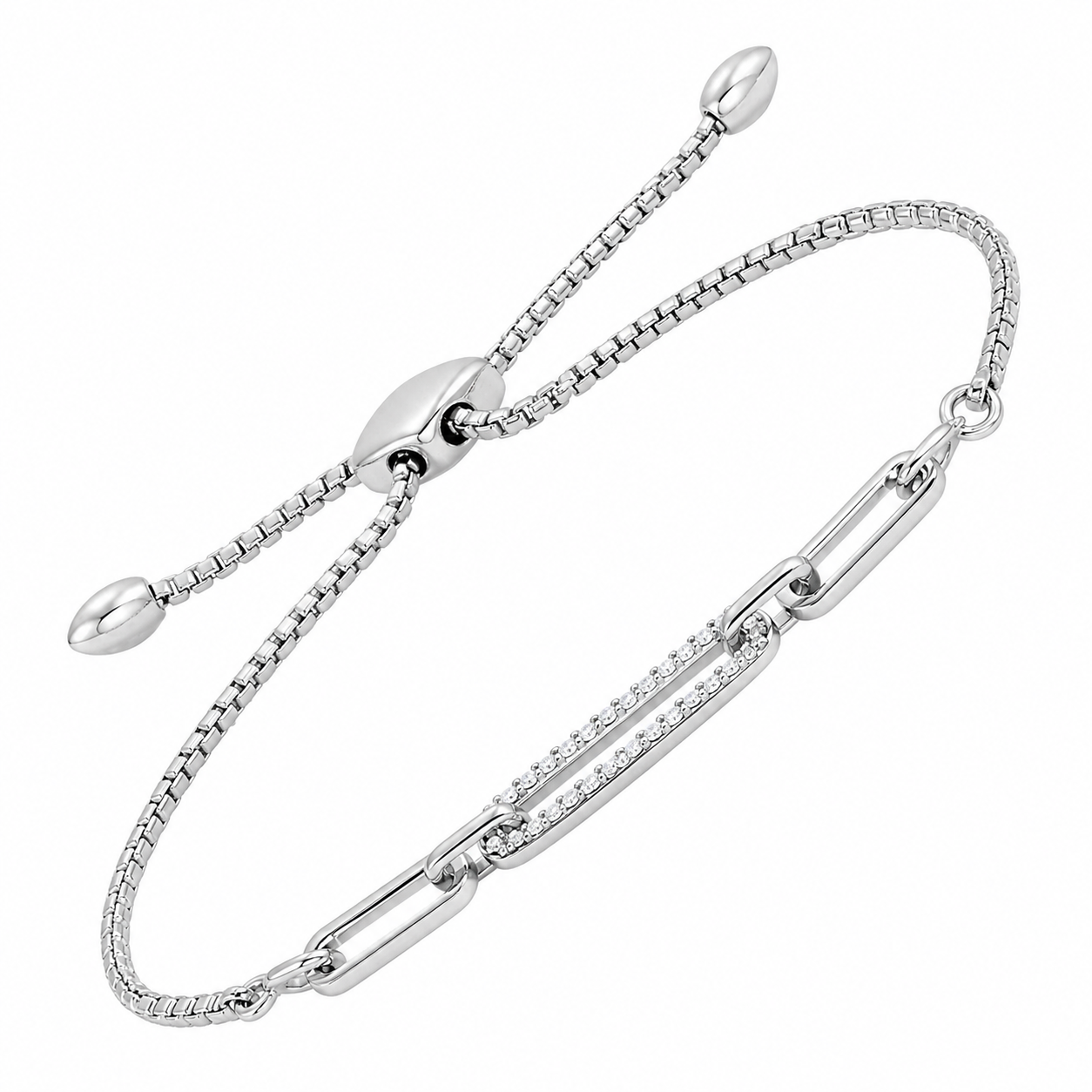 Diamond-Set Box Chain Bracelet